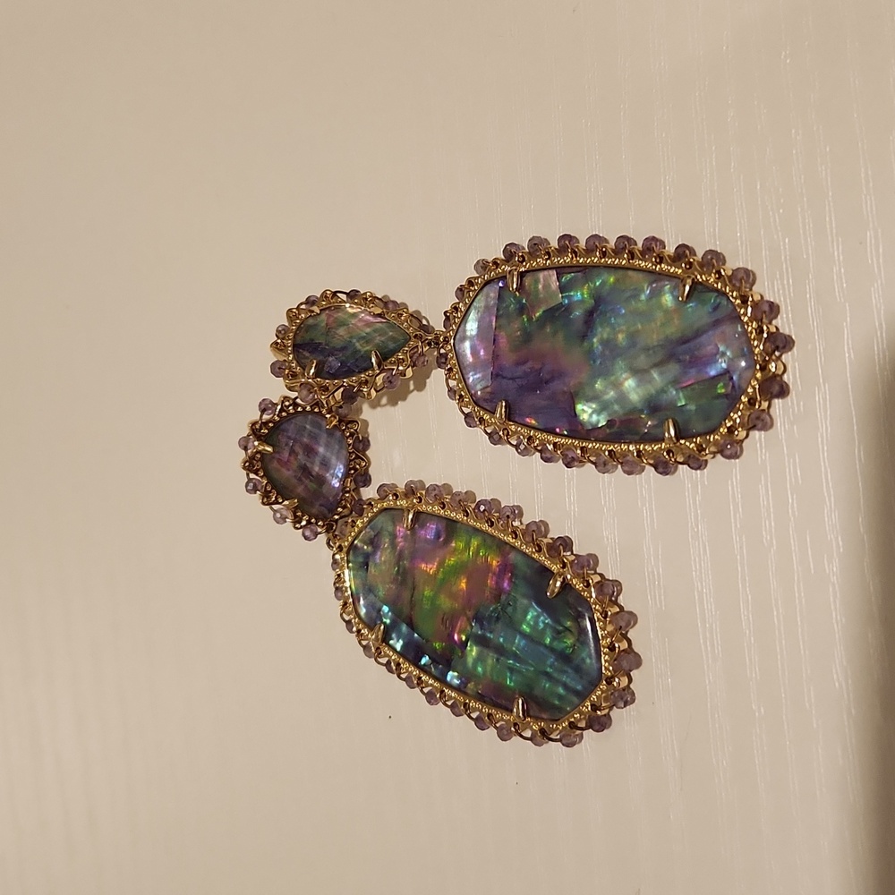 Kendra Scott Iridescent Purple and Gold Earrings